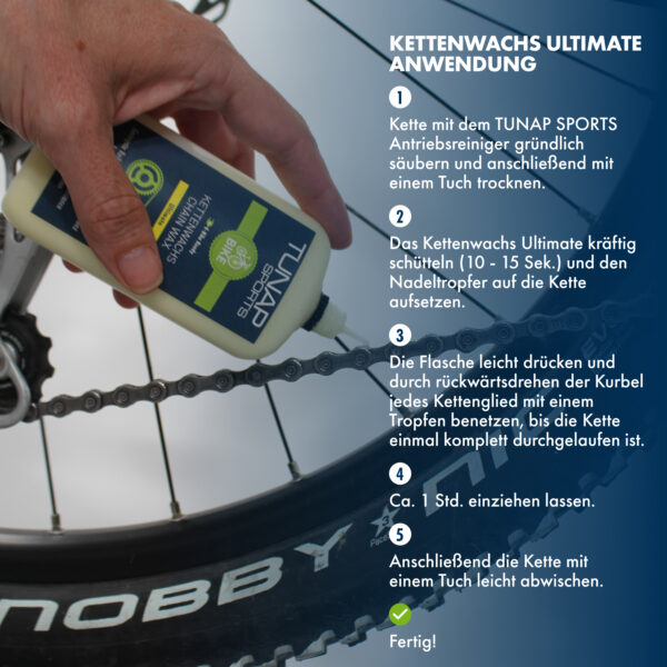 Tunap Sports Kettenwachs Ultimate in Tropfflasche 100ml – Bild 4